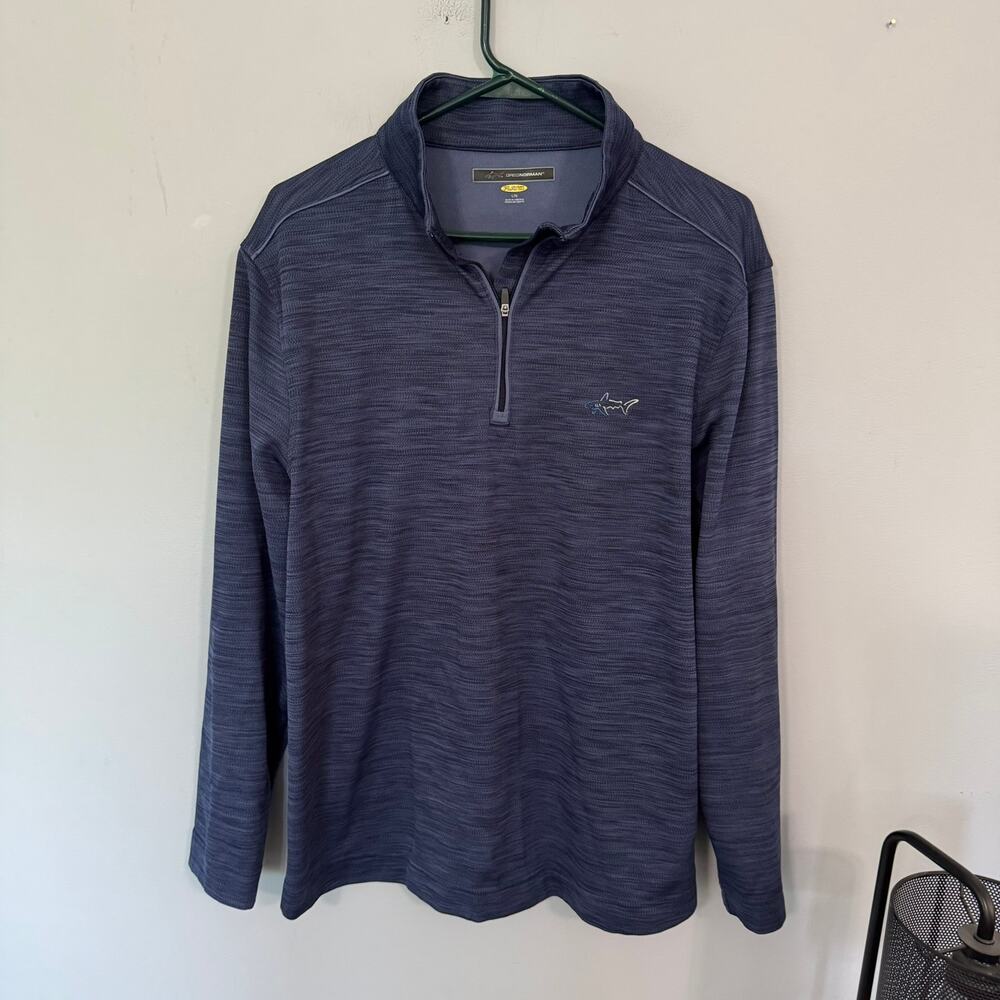 Greg Norman Play Dry Long Sleeve Heather Blue Quarter Zip Shirt Men's Size Large